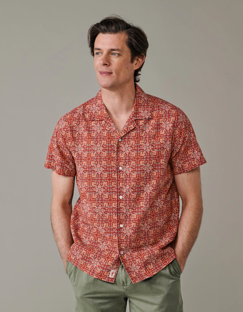 Abbey Cuban Collar Short Sleeved Shirt