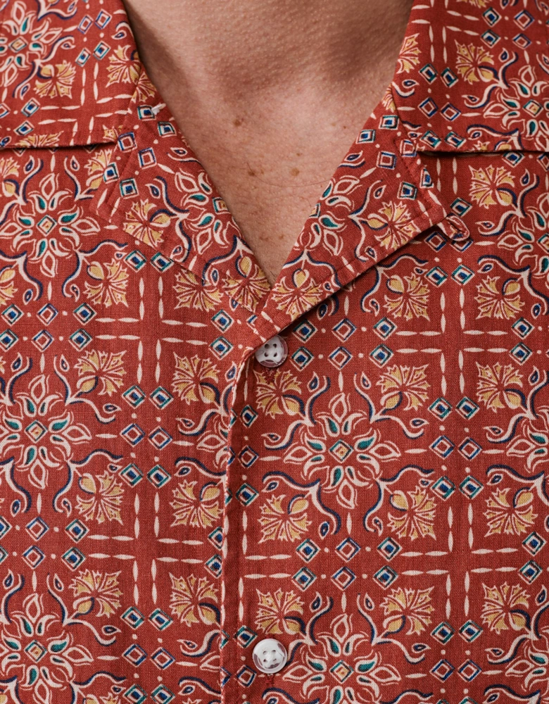 Abbey Cuban Collar Short Sleeved Shirt