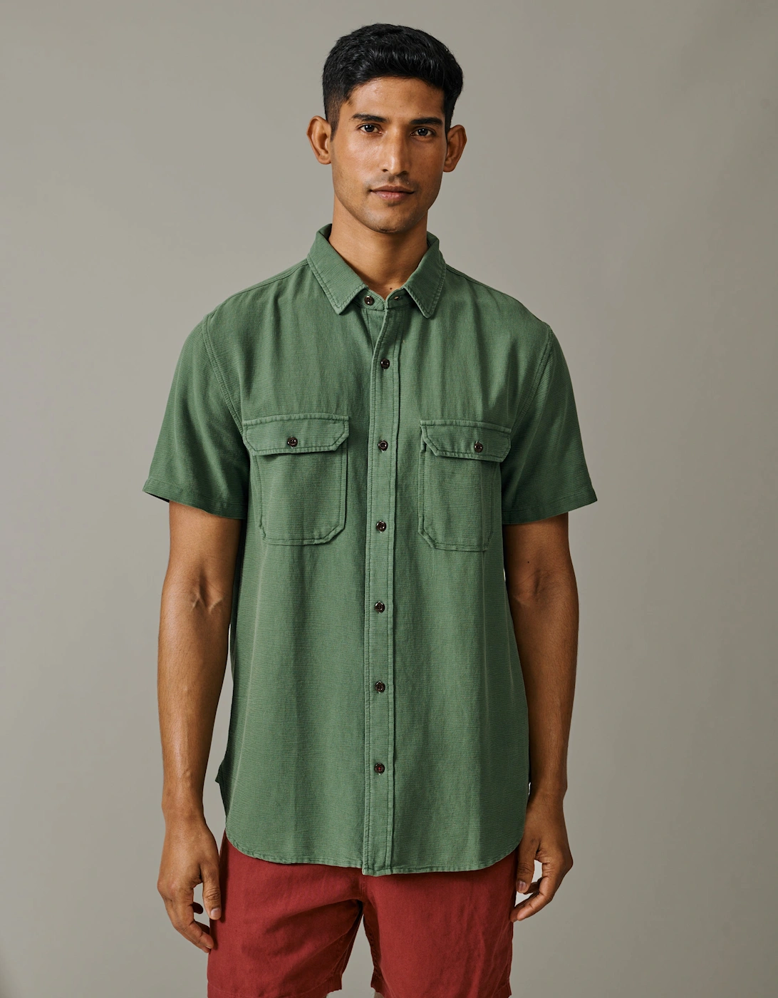 AUBIN AUBIN Men's Gabriel Textured Utility Shirt - Green