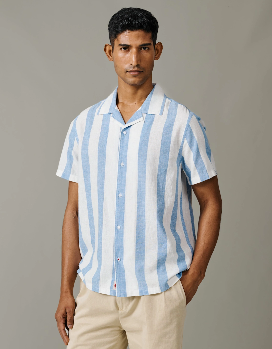 Abbey Cuban Collar Short Sleeved Shirt