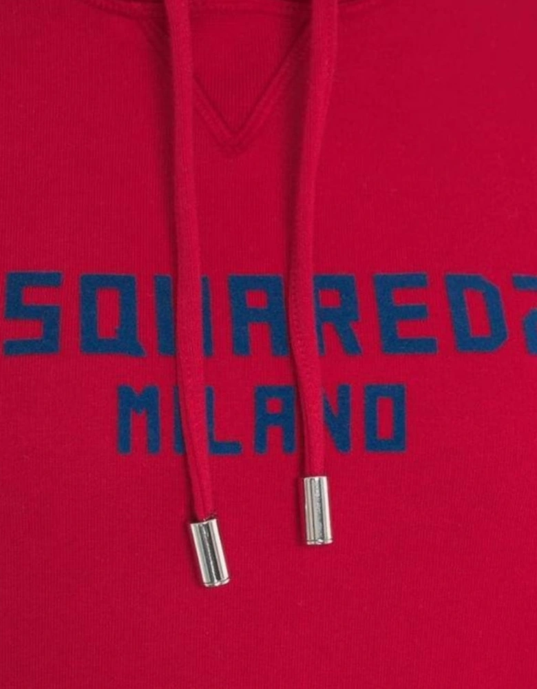 Dsquared2 Milano Flocked Logo Hoodie in Red