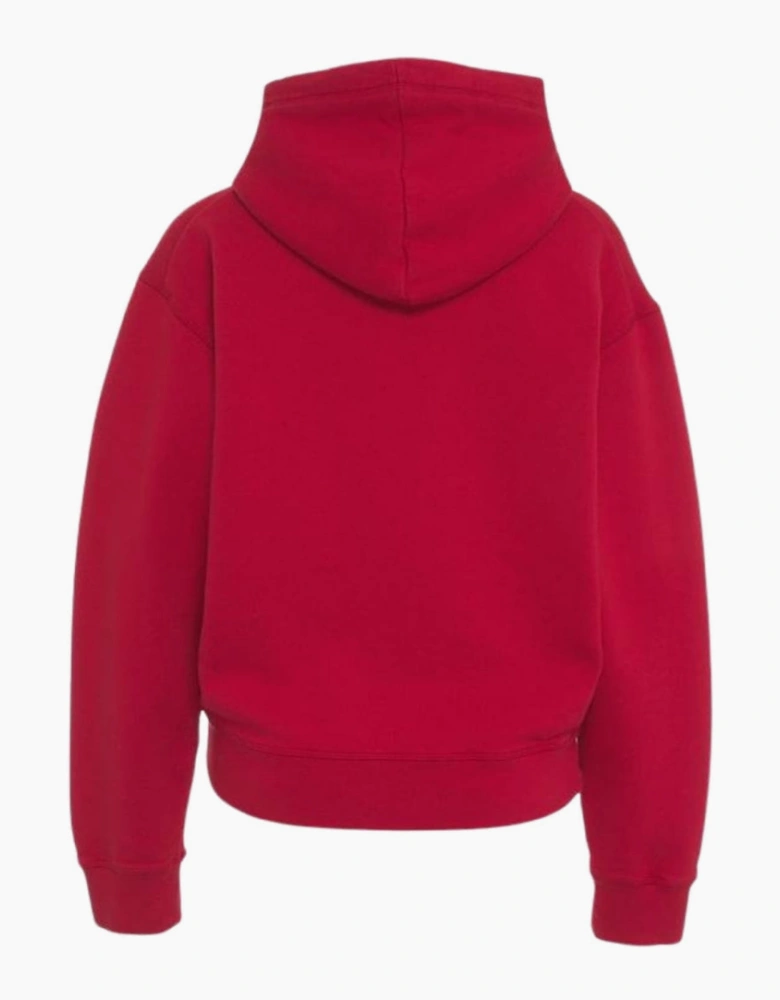 Dsquared2 Milano Flocked Logo Hoodie in Red