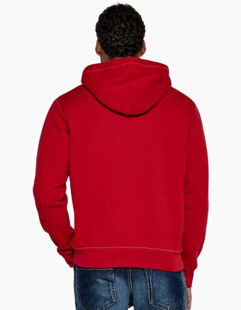 Dsquared2 Milano Flocked Logo Hoodie in Red