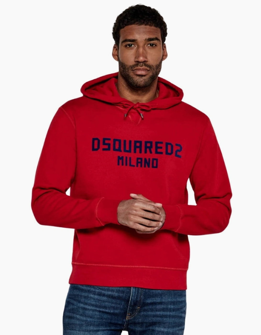 Dsquared2 Milano Flocked Logo Hoodie in Red