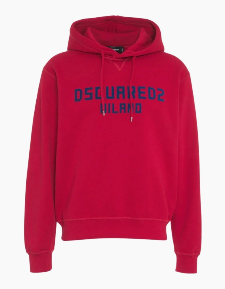 Dsquared2 Milano Flocked Logo Hoodie in Red