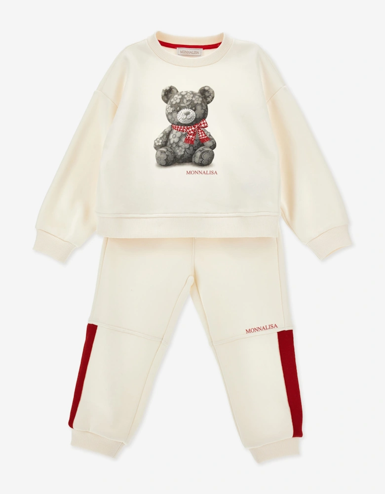 Monnalisa Girls Teddy Bear Tracksuit in Ivory