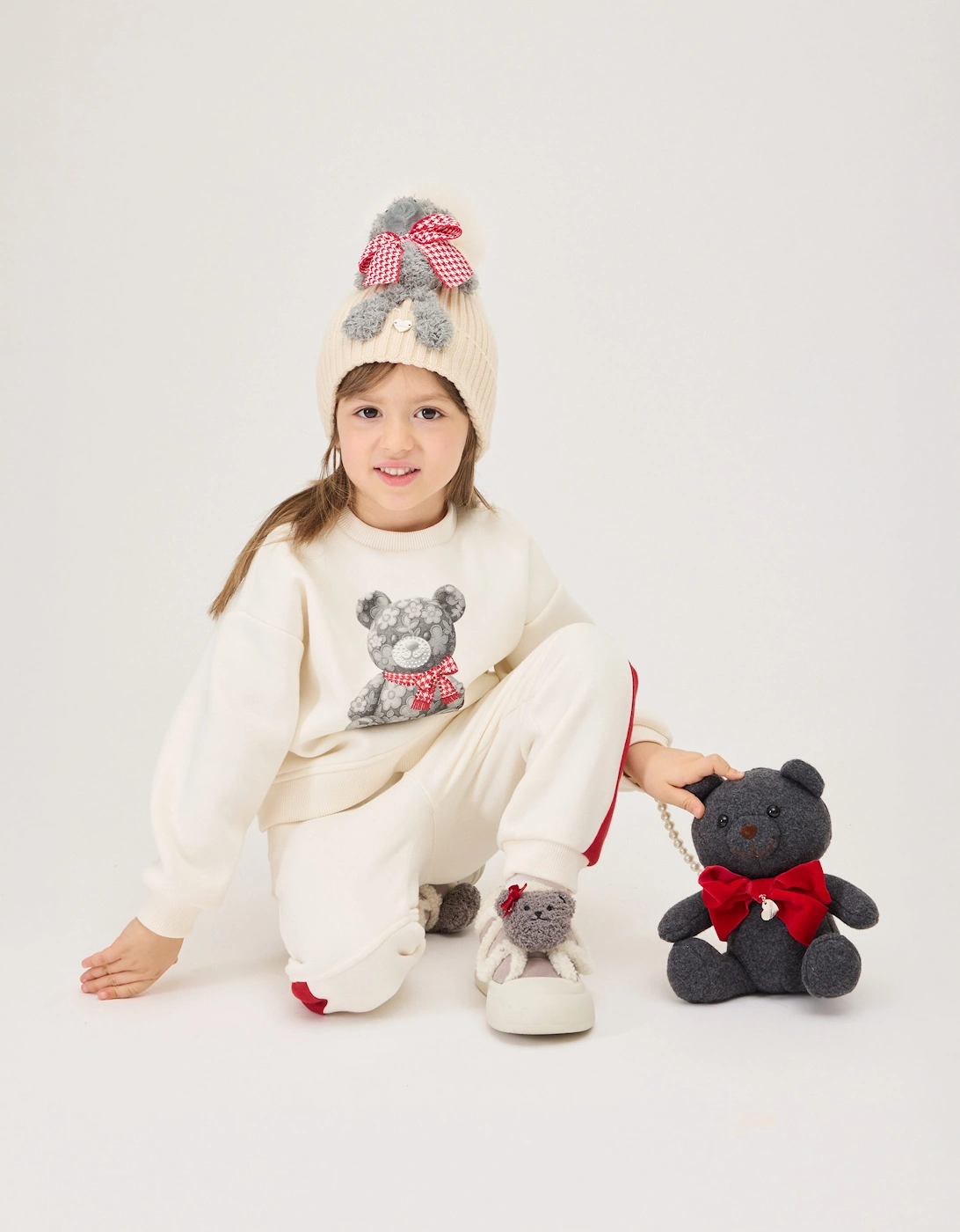 Monnalisa Girls Teddy Bear Tracksuit in Ivory