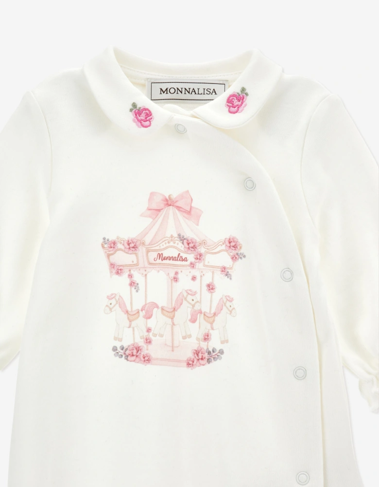 Monnalisa Baby Girls Carousel Babygrow Gift Set in Ivory