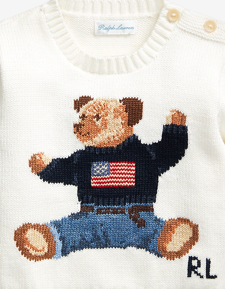 Ralph Lauren Baby Boys Ivory Bear Sweater