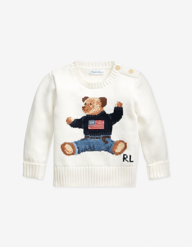 Ralph Lauren Baby Boys Ivory Bear Sweater