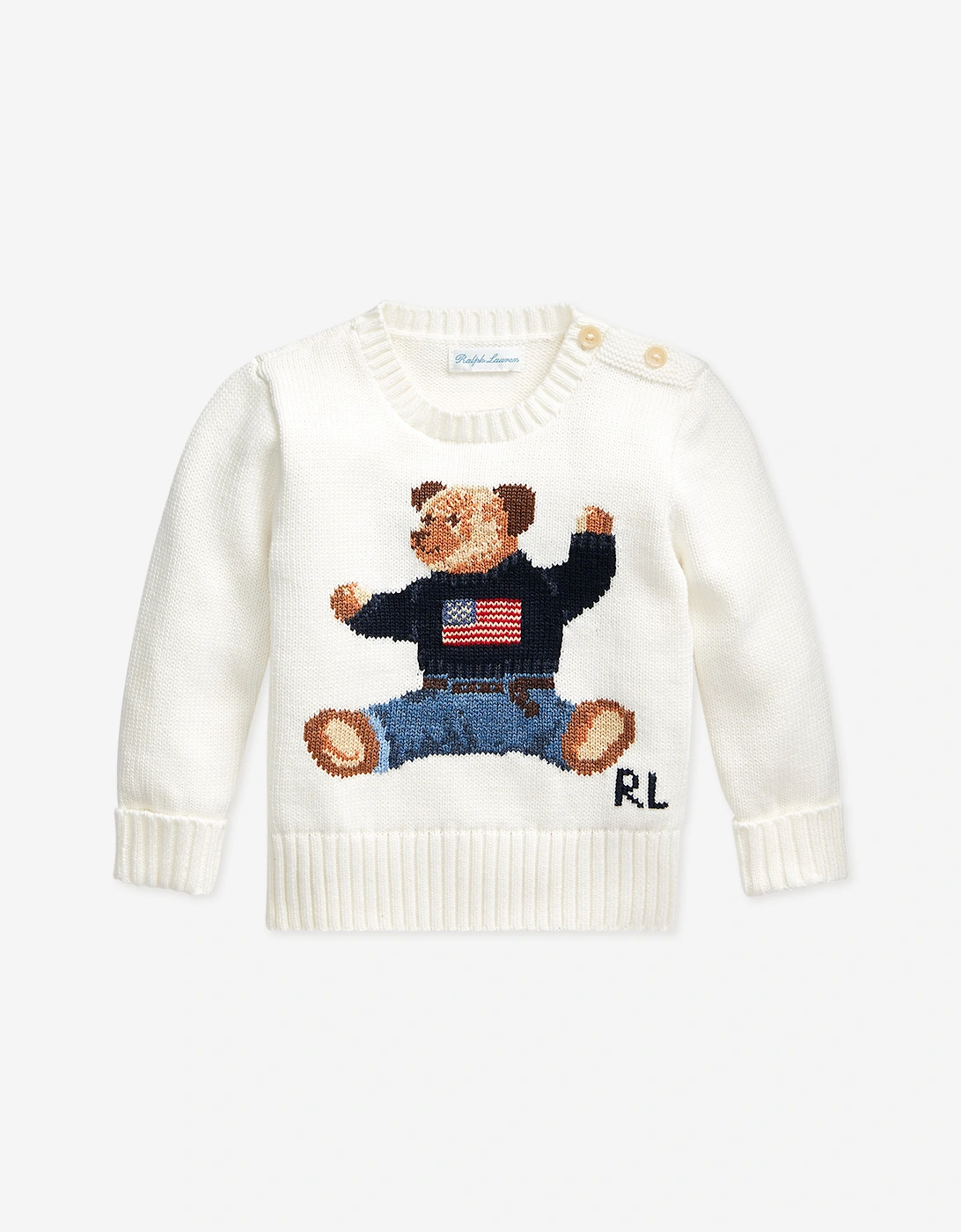 Ralph Lauren Baby Boys Ivory Bear Sweater