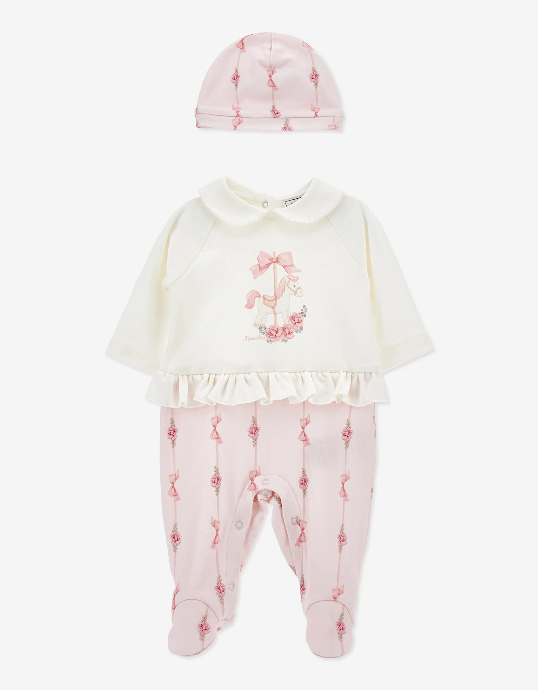 Monnalisa Baby Girls Carousel Horse Babygrow Gift Set in Pink