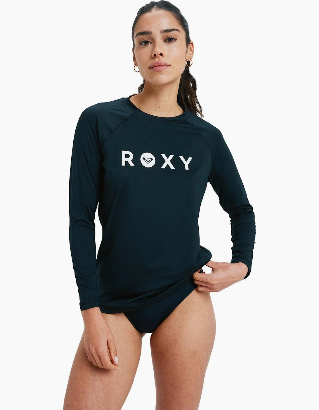 Roxy Women's Roxy Womens Essential Lycra Long Sleeve Rash Vest - Black/Grey