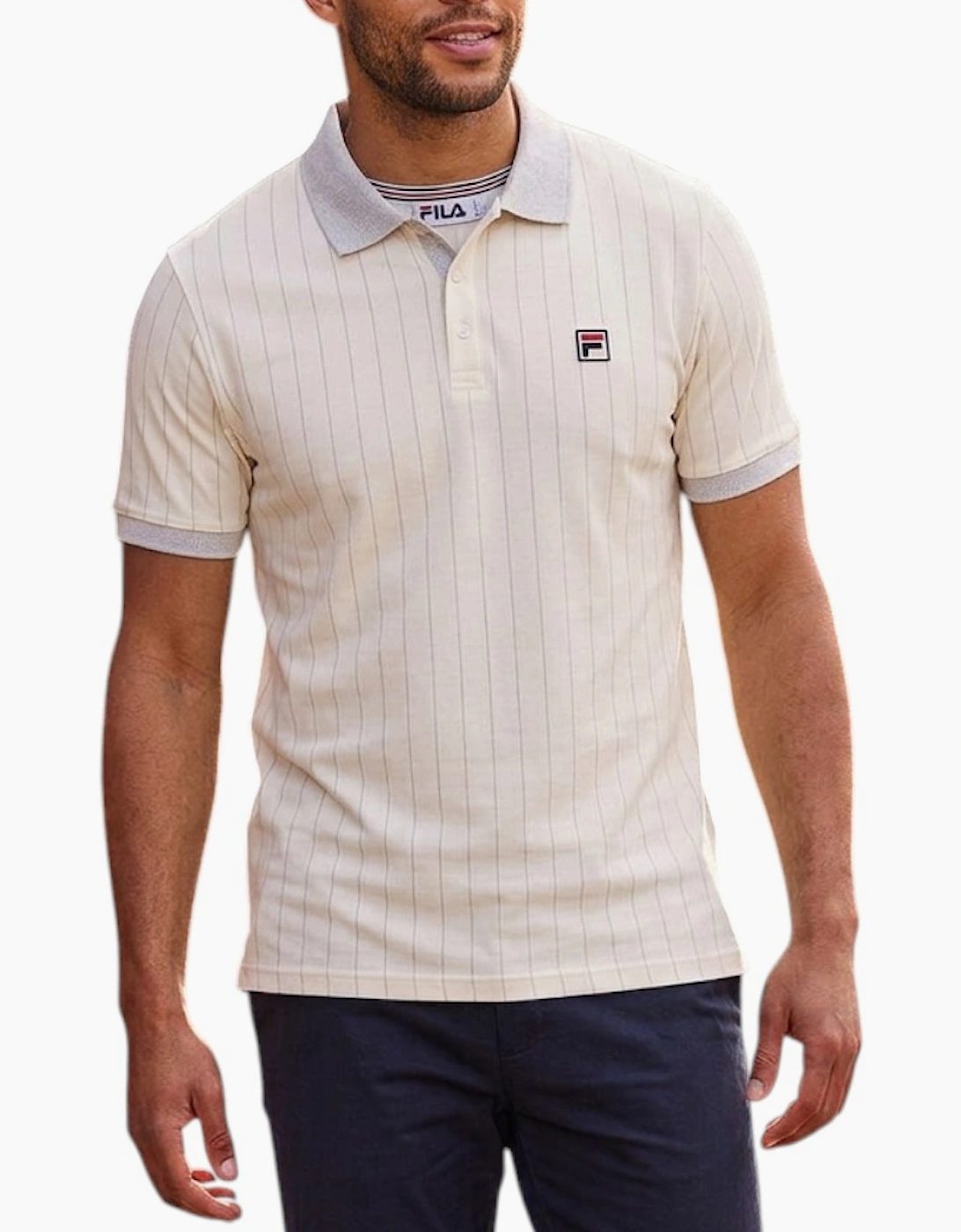 FILA Mens Polo Shirt Short Sleeve Vintage Striped Summer Cotton Sports Golf Tee, 4 of 3