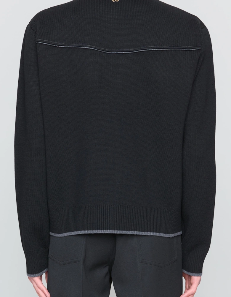 LEATHER TRIM ZIPPED JACKET