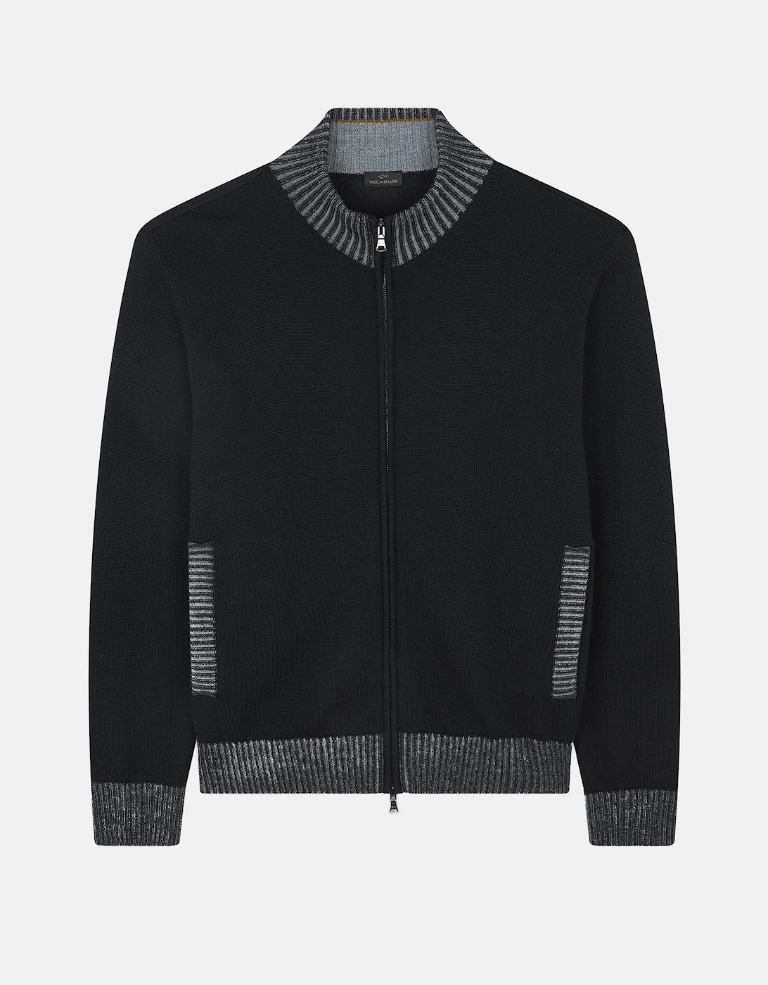 Pure Wool Full Zip Sweater Black