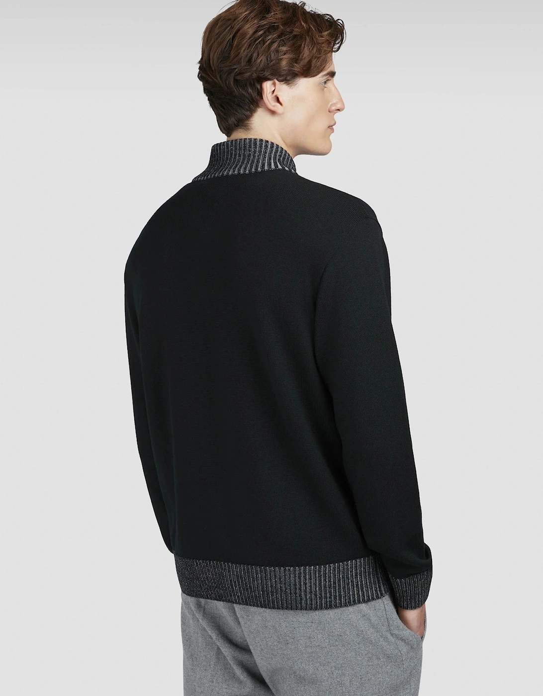 Pure Wool Full Zip Sweater Black