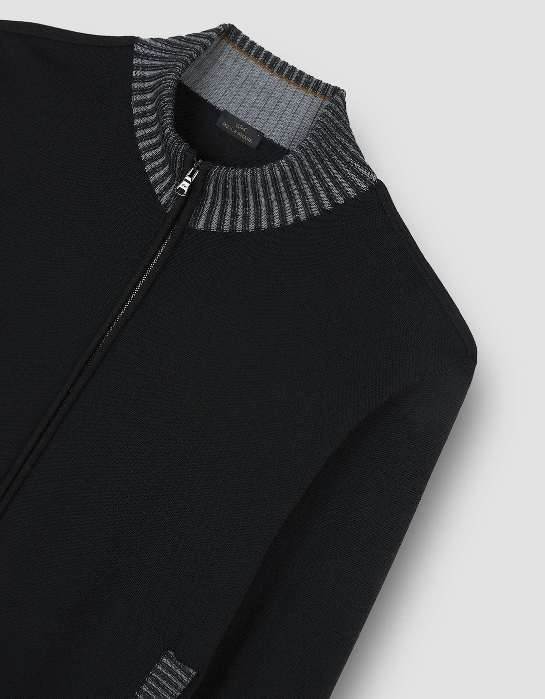 Pure Wool Full Zip Sweater Black