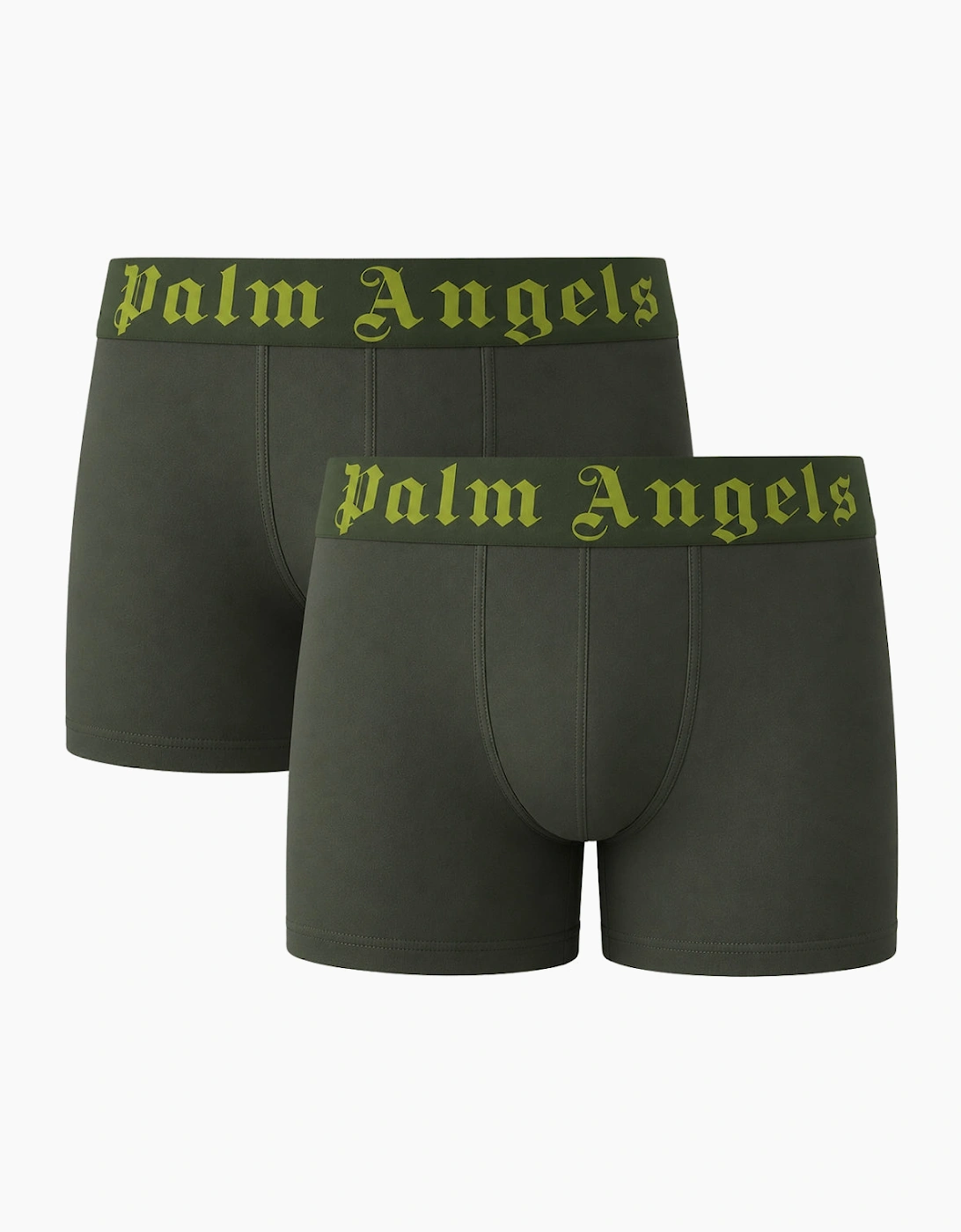Palm Angels Men's Palm Angels Two-Pack Contrast Logo Military Green Boxer Shorts - Black