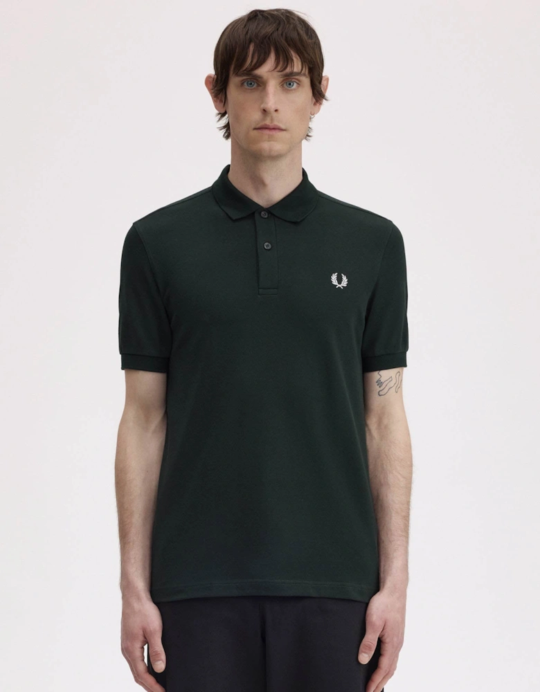 Fred Perry Mens Plain Signature Polo Shirt - Night Green/Snow White T50