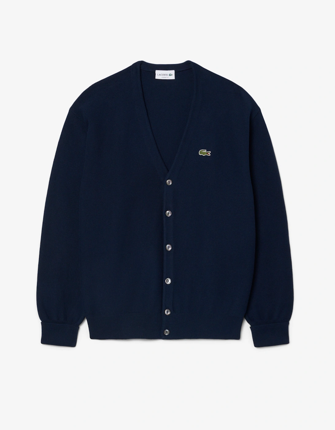 Lacoste Mens V-Neck Cotton Knit Cardigan - Blue Marine 166, 2 of 1