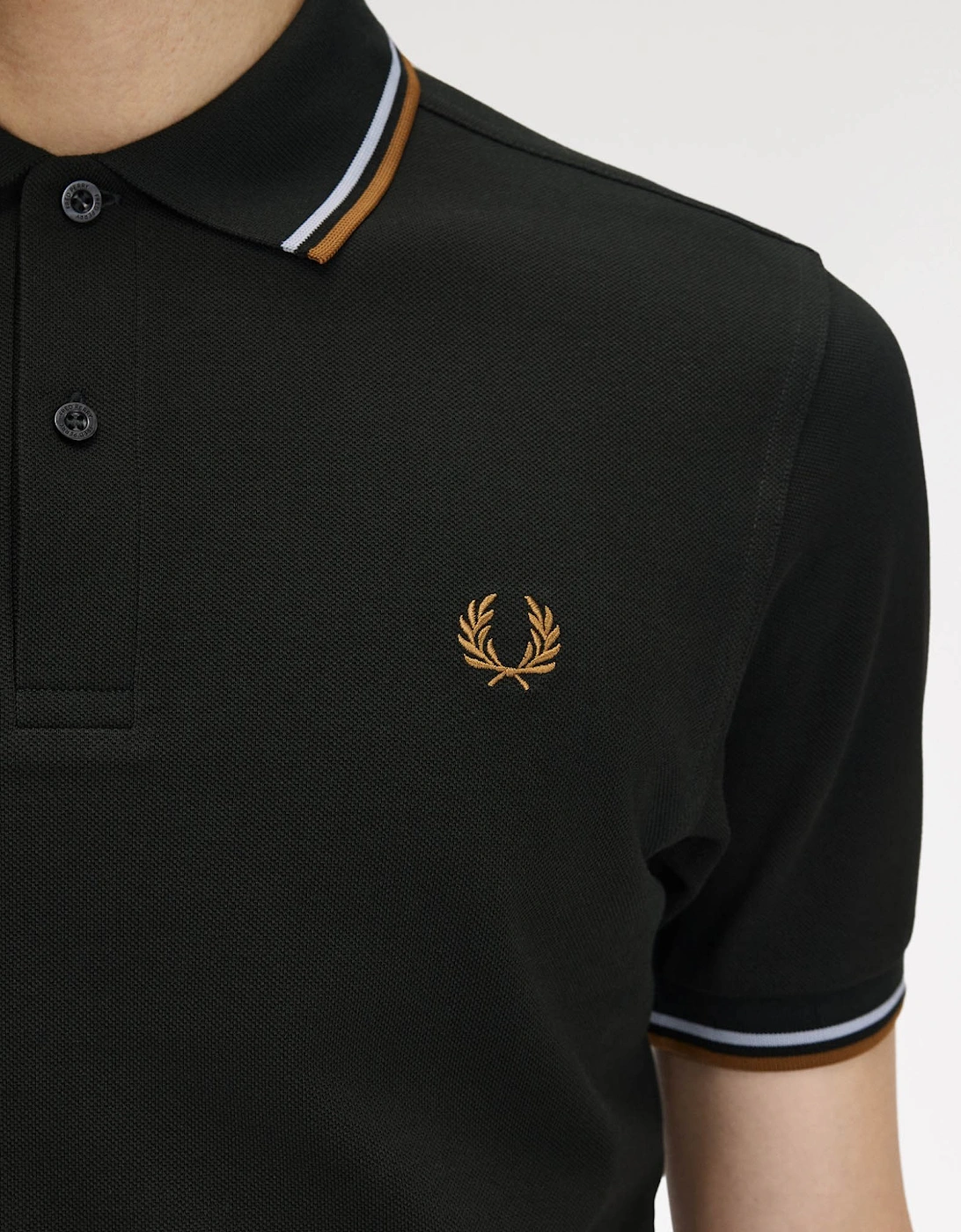 Fred Perry Mens Twin Tipped Signature Polo Shirt - Night Green/Dusk Blue/Dark Caramel 78C