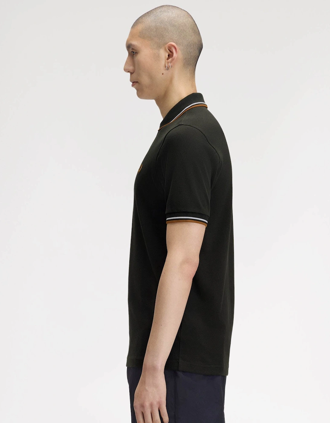 Fred Perry Mens Twin Tipped Signature Polo Shirt - Night Green/Dusk Blue/Dark Caramel 78C
