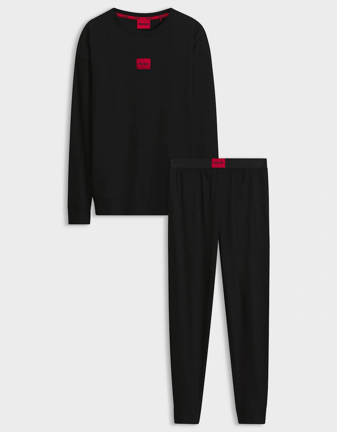 HUGO GALAXY Mens Gift-boxed Long pyjama set in stretch cotton with logos - Black 001