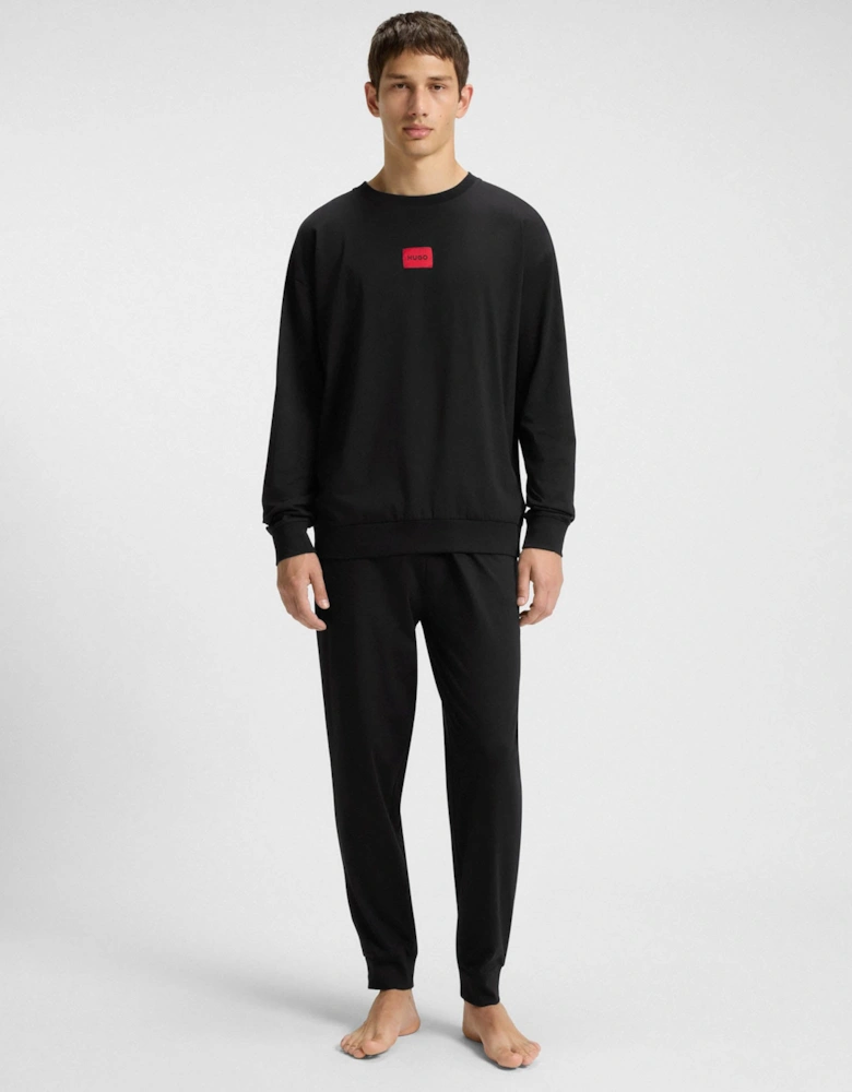 HUGO GALAXY Mens Gift-boxed Long pyjama set in stretch cotton with logos - Black 001