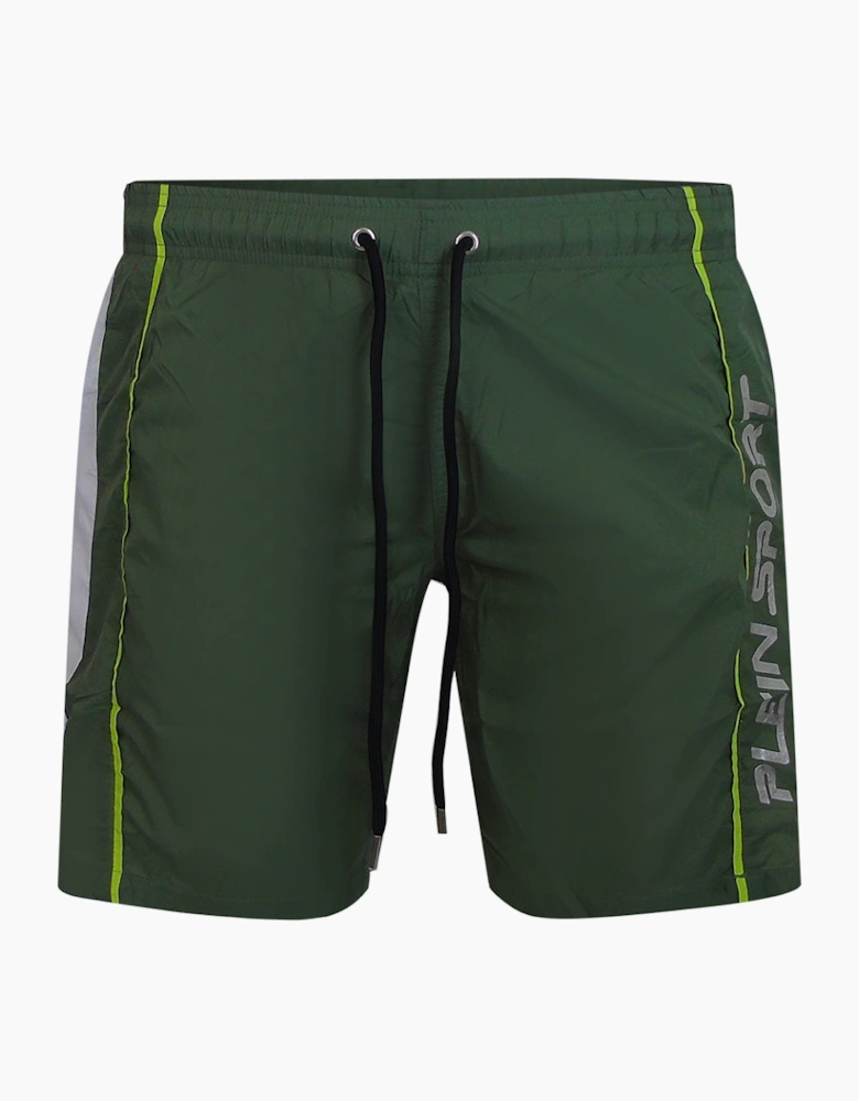 Plein Sport Vertical Logo Long Boardshort Green Swim Shorts