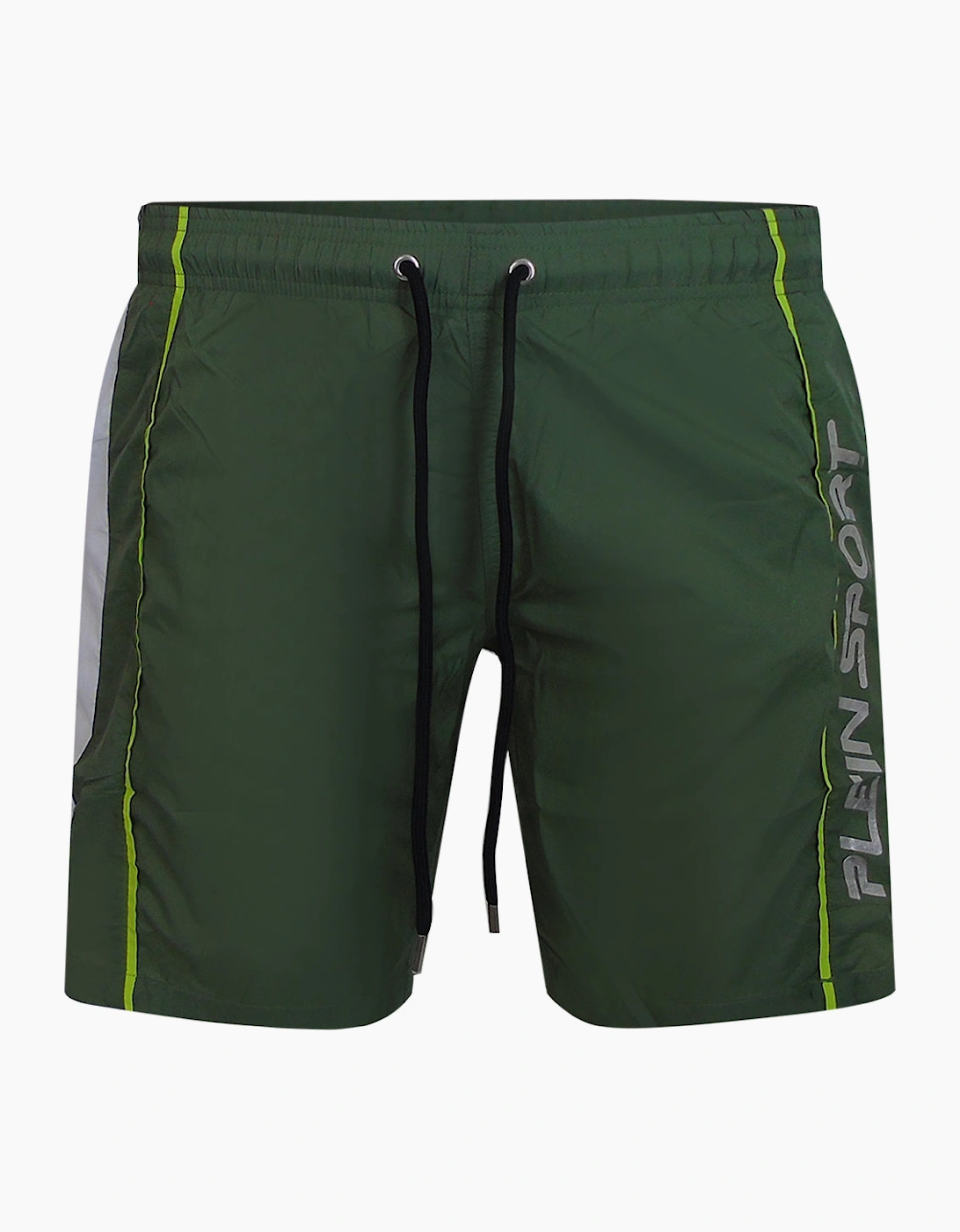 Philipp Plein Plein Sport Vertical Logo Long Boardshort Green Swim Shorts