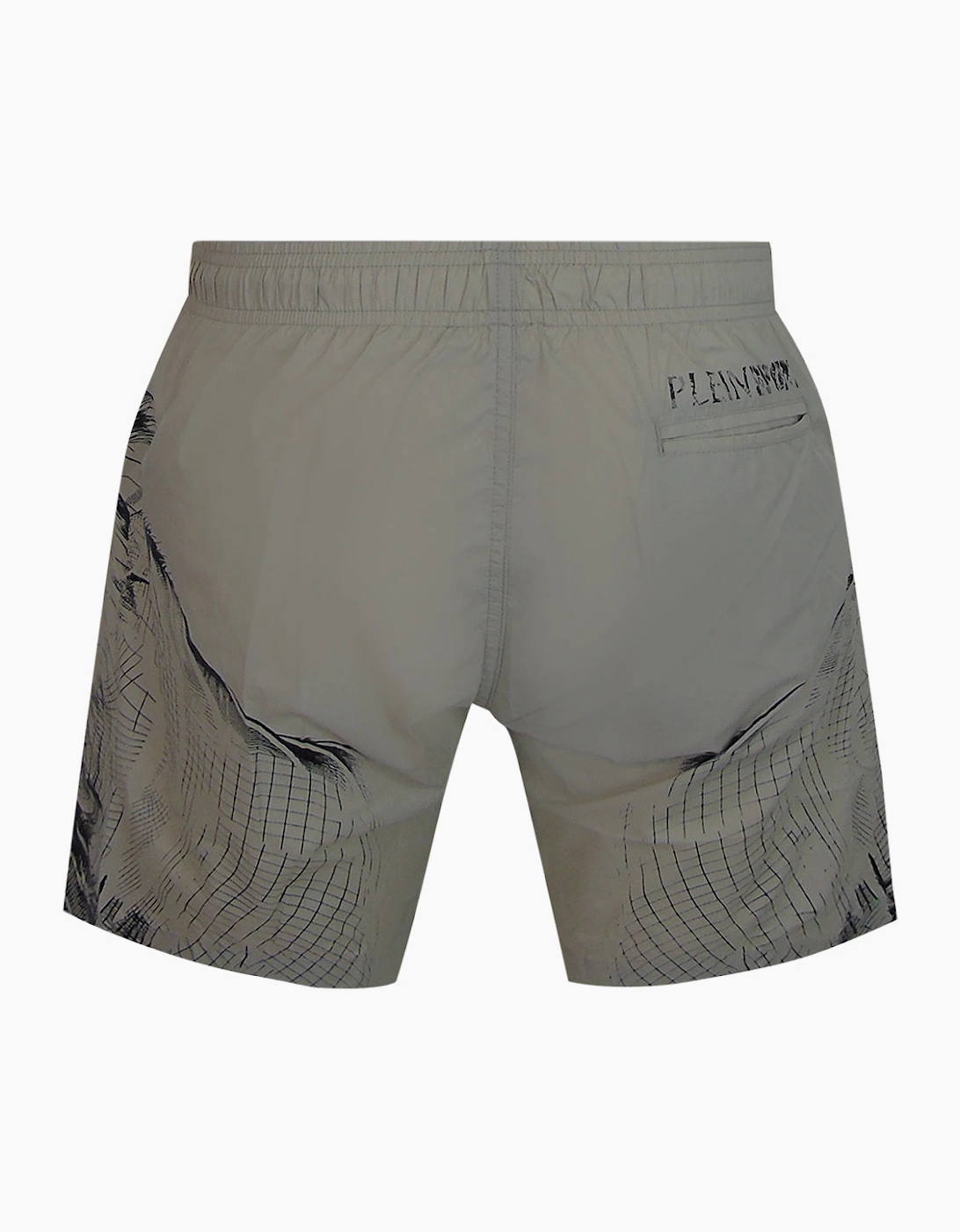 Plein Sport Double Tiger Logo Beige Swim Shorts