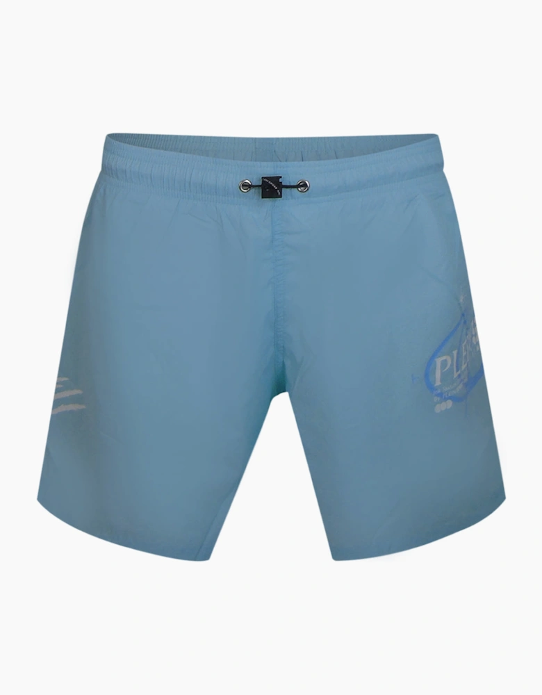 Plein Sport Geo Logo Medium Boardshort Blue Swim Shorts