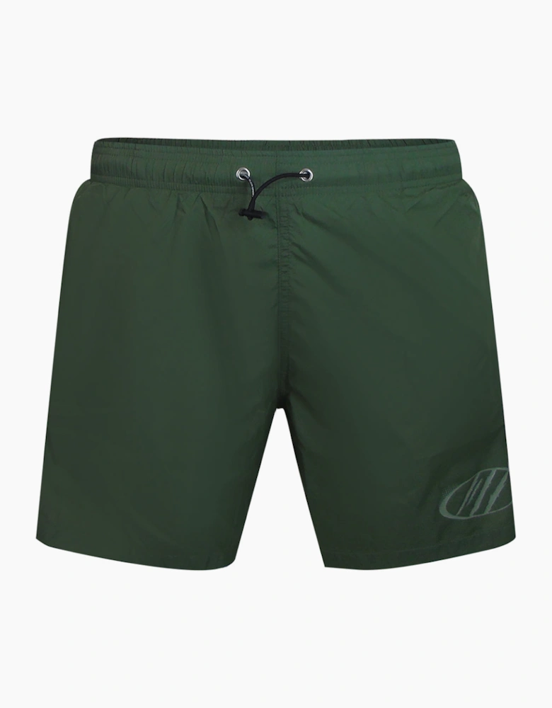 Plein Sport Monotone Logo Medium Green Beach Shorts