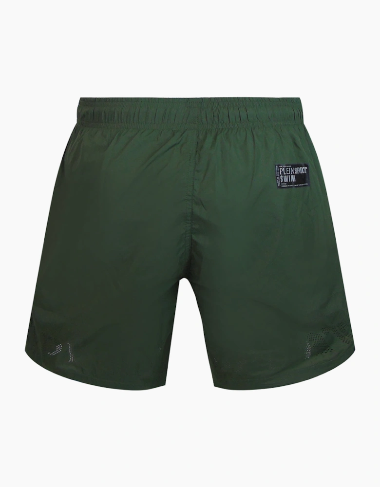 Plein Sport Monotone Logo Medium Green Beach Shorts
