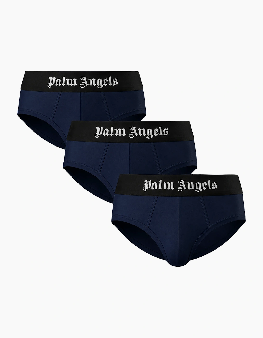 Palm Angels Men's Palm Angels Tri-Pack Navy Blue Briefs - Navy/Navy/Navy