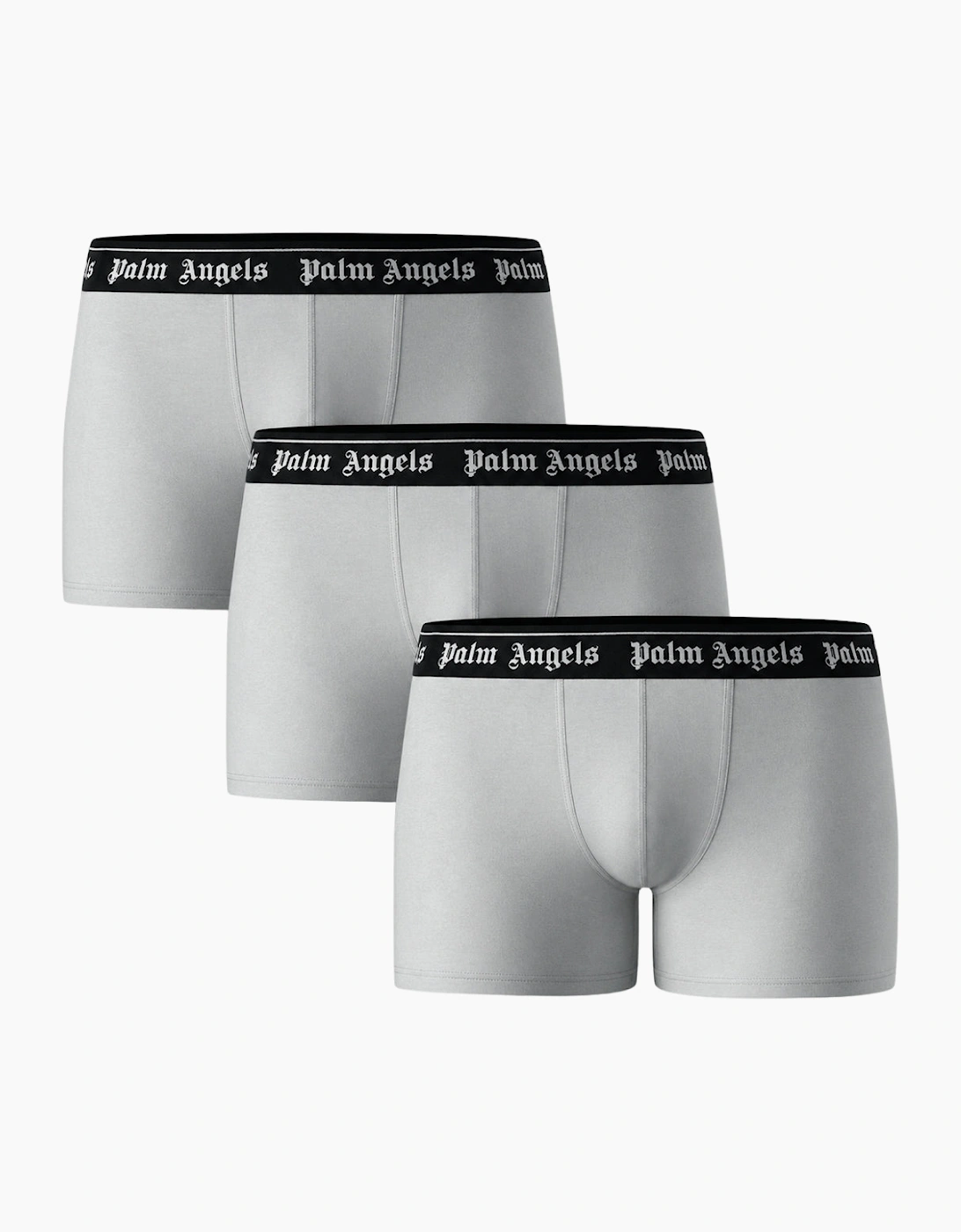 Palm Angels Men's Palm Angels Tri-Pack Classic Logo White Boxer Shorts - Grey