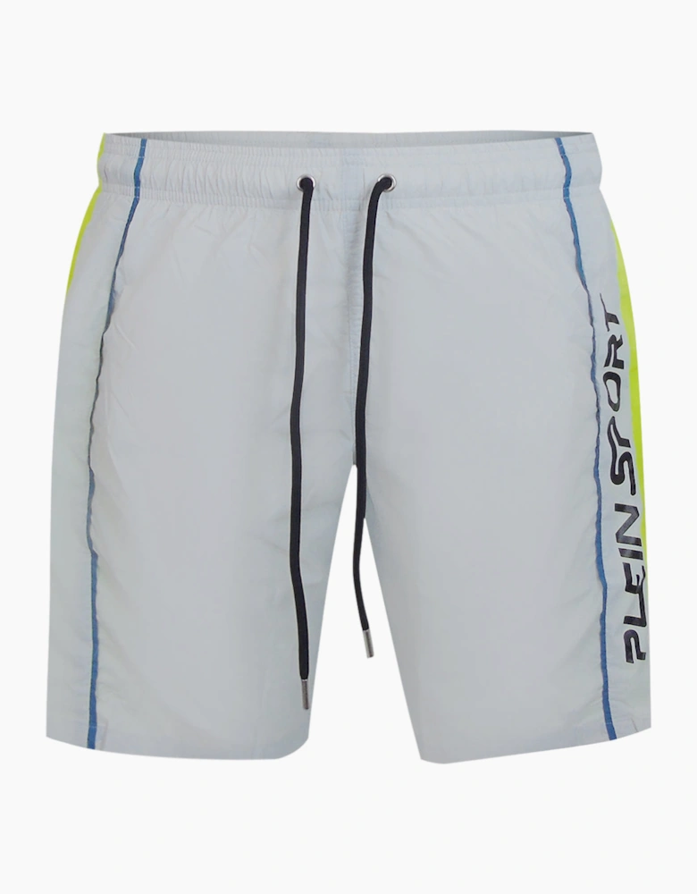 Plein Sport Vertical Logo Long Boardshort Grey Swim Shorts