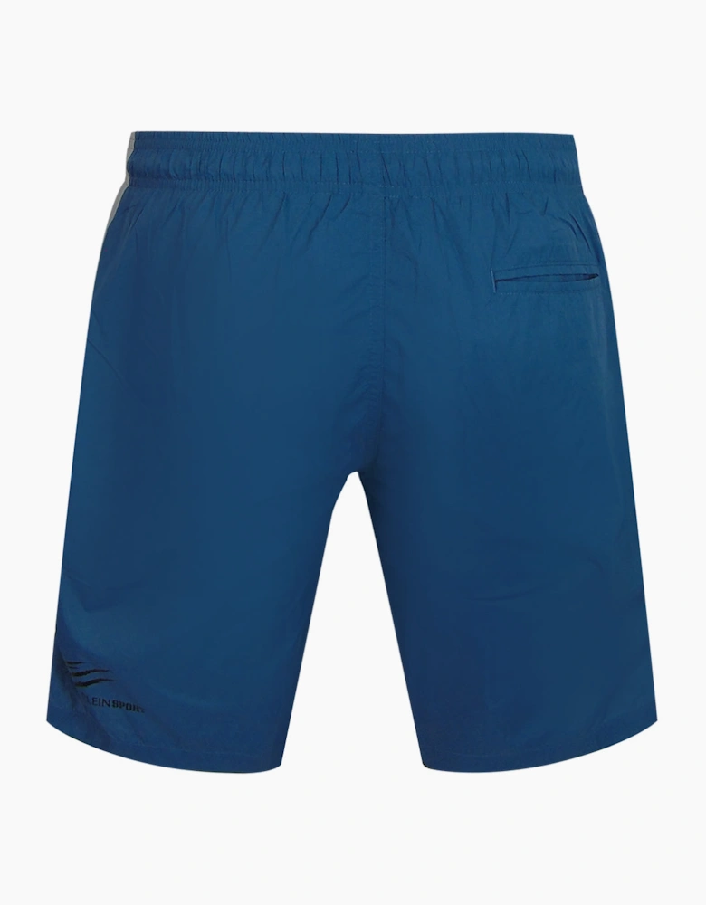 Plein Sport Vertical Logo Long Boardshort Light Blue Swim Shorts