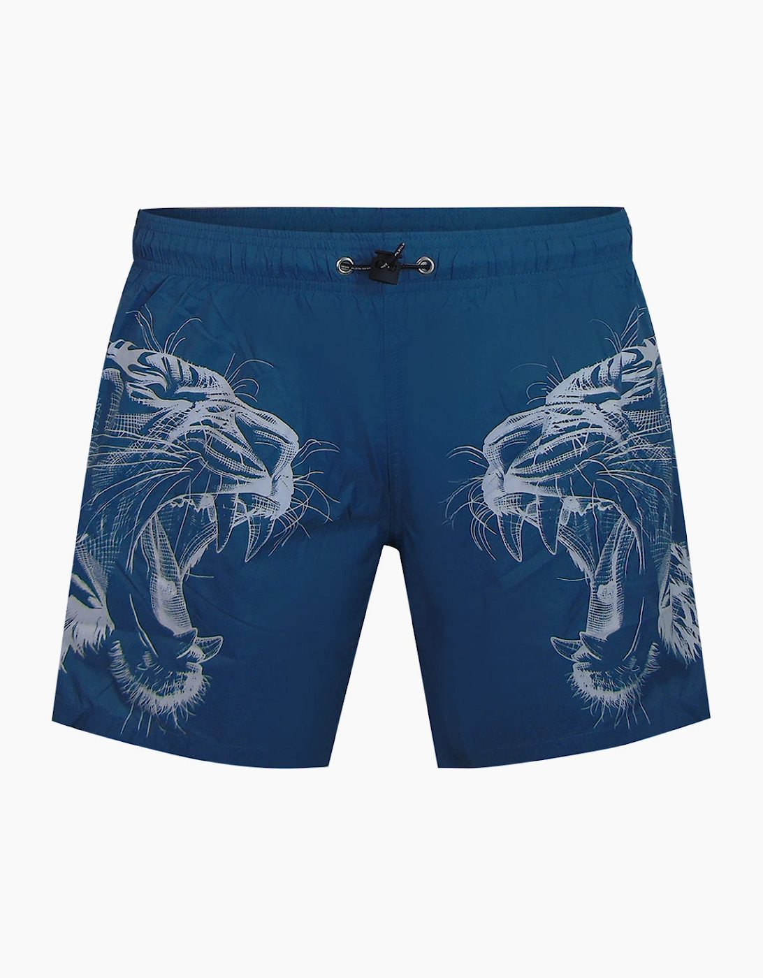 Plein Sport Double Tiger Logo Light Blue Swim Shorts