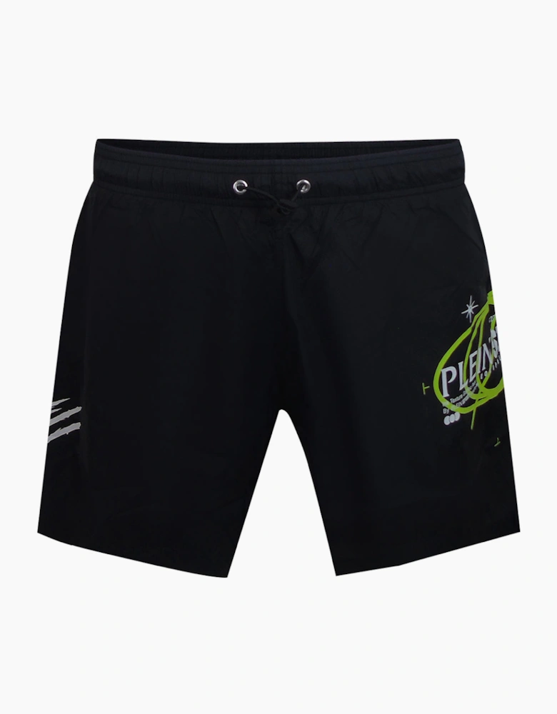 Plein Sport Geo Logo Black Swim Shorts
