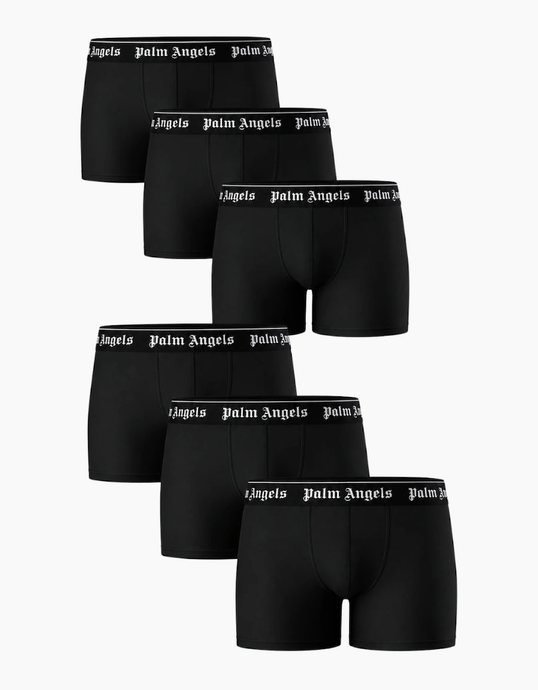 Palm Angels Men's Palm Angels Six-Pack Classic Logo Black Boxer Shorts - Black/Black
