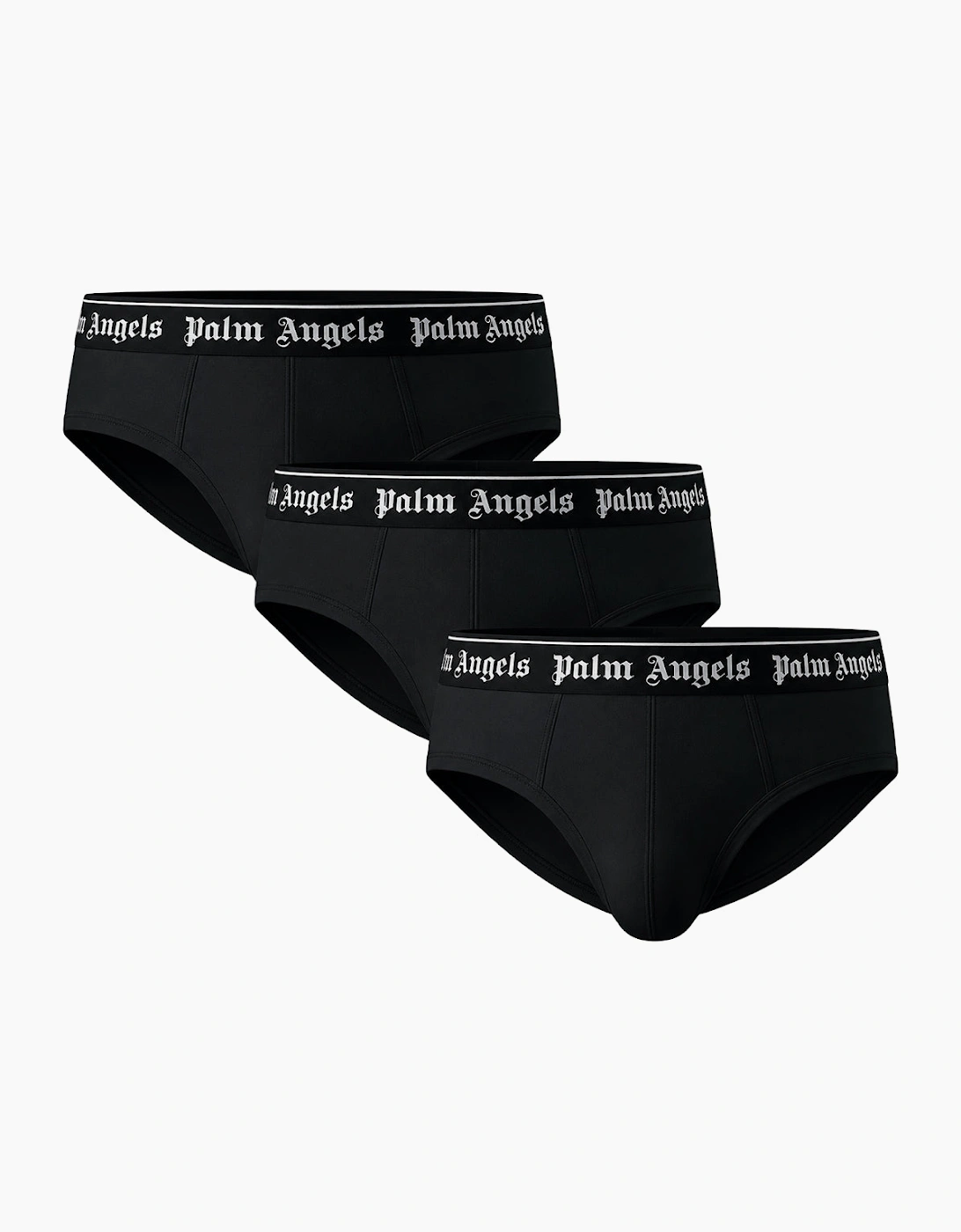 Palm Angels Men's Palm Angels Tri-Pack Classic Logo Black Briefs - Black/Black