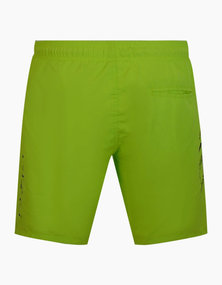 Plein Sport Scratch Logo Long Yellow Swim Shorts