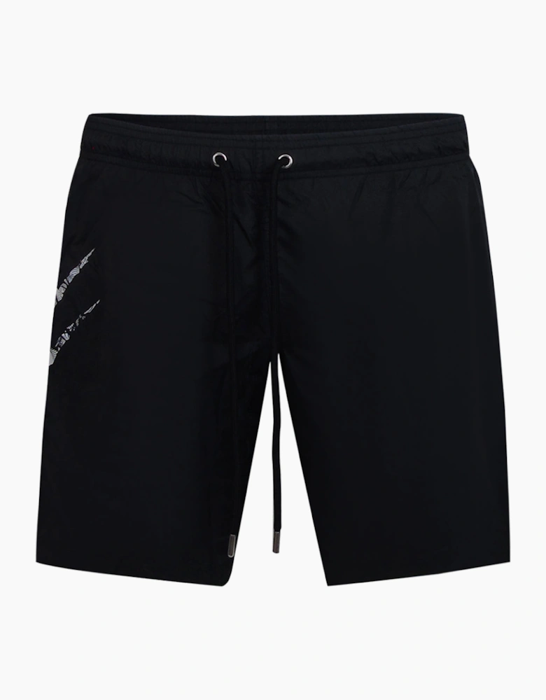 Plein Sport Scratch Logo Long Black Swim Shorts