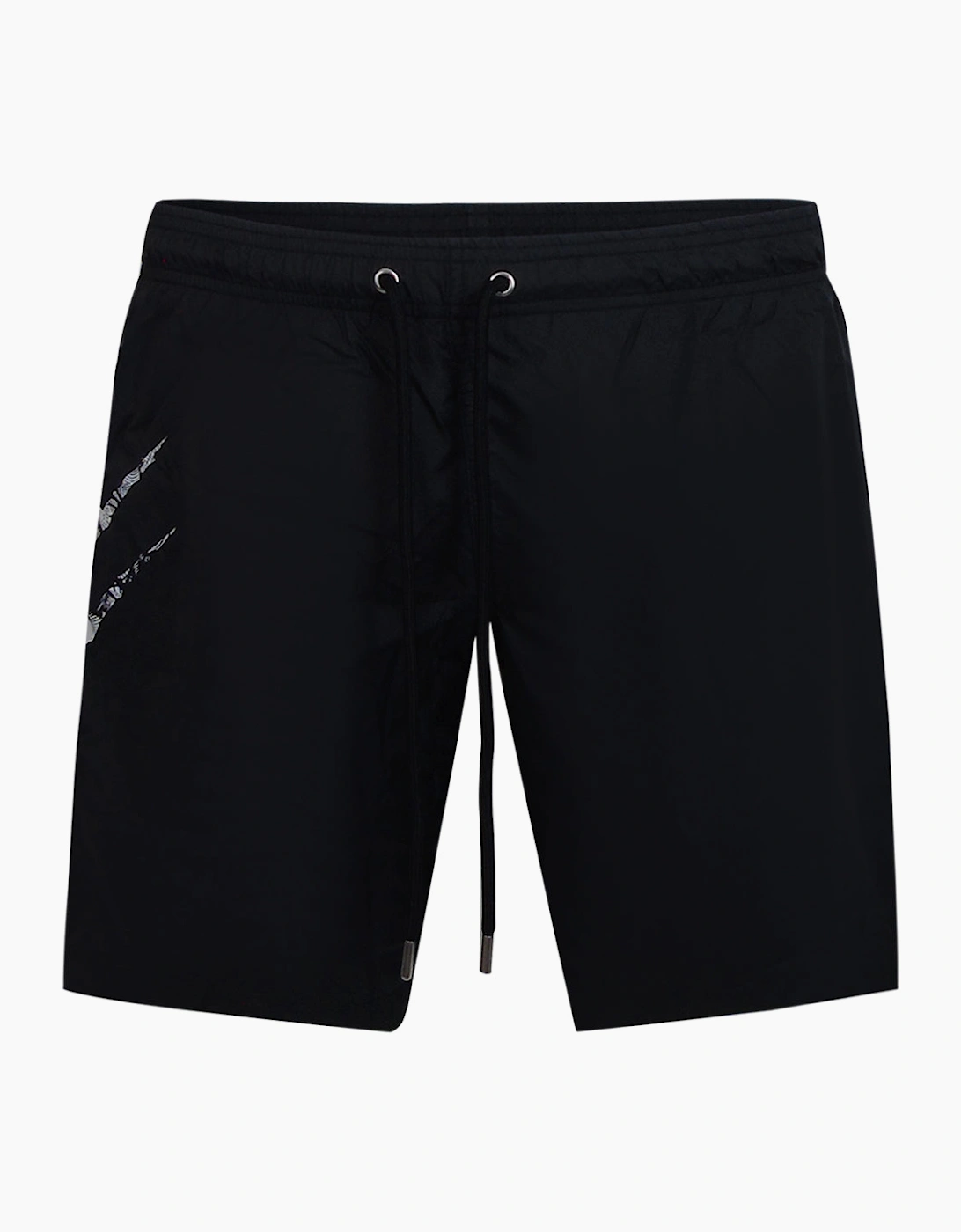 Philipp Plein Men's Plein Sport Scratch Logo Long Black Swim Shorts