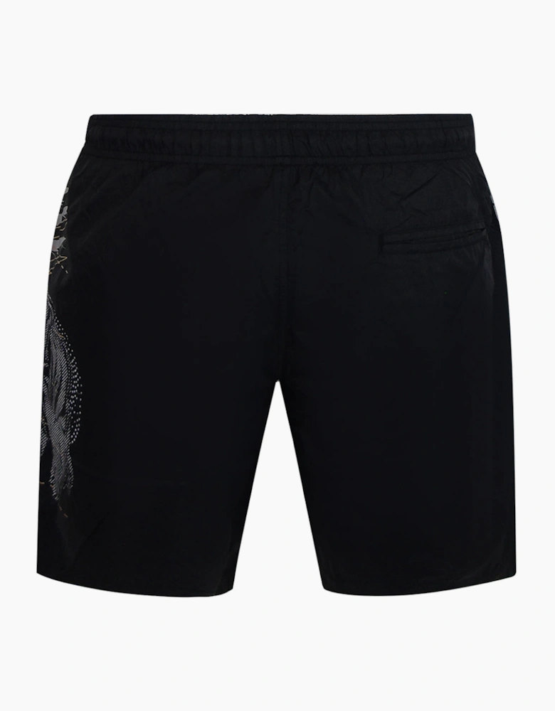 Plein Sport Golden Tiger Long Black Swim Shorts