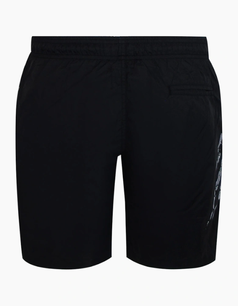 Plein Sport Scratch Logo Long Black Swim Shorts