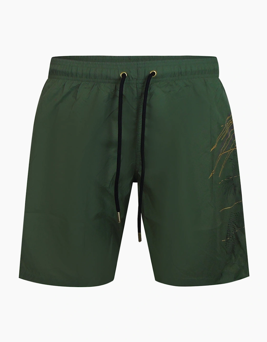 Plein Sport Golden Tiger Long Green Swim Shorts