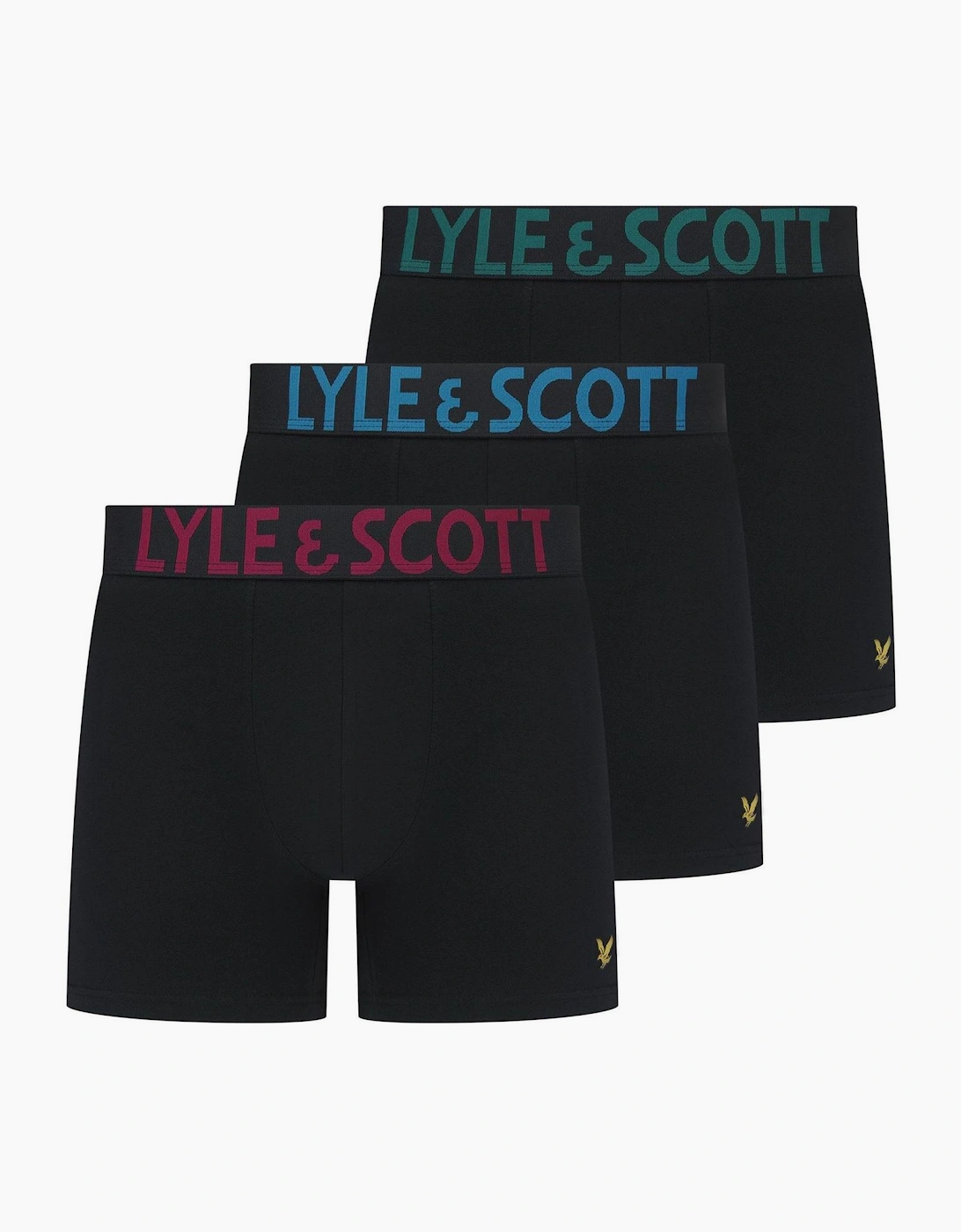Lyle And Scott Men's Black/Multi Daniel 3 Pack Trunks - Size Large